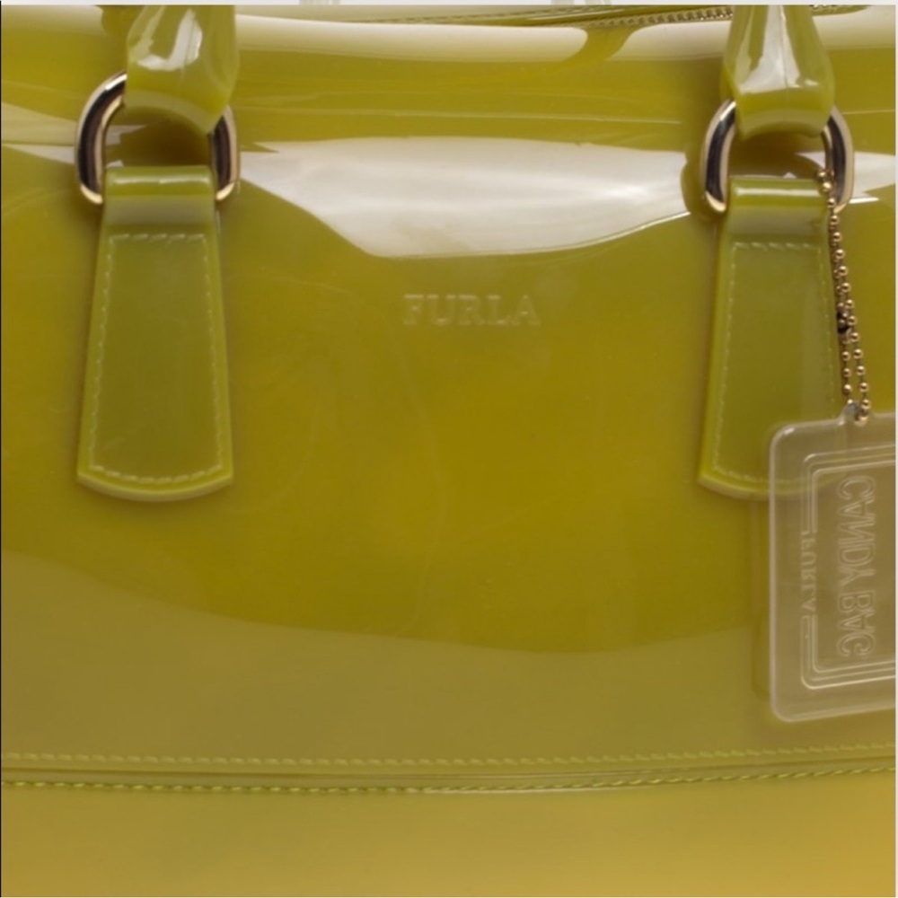 FURLA Citron Yellow Green Jelly Candy Large Satchel Bag - Picture 4 of 14
